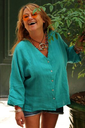 Chemise en lin bleu - Mahana