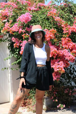 Ensemble chemise short gaze de coton noir - Eperona