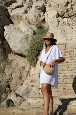 Robe courte en gaze de coton blanche - Teva