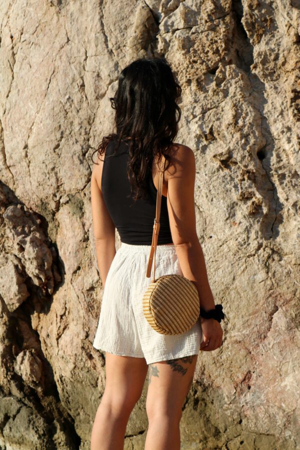 Short en gaze de coton beige - Etini