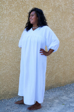 Robe longue en gaze de coton blanche - Temihi