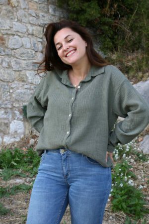 Chemise kaki en gaze de coton - Raiana