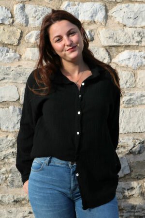 Chemise noir en gaze de coton - Raiana