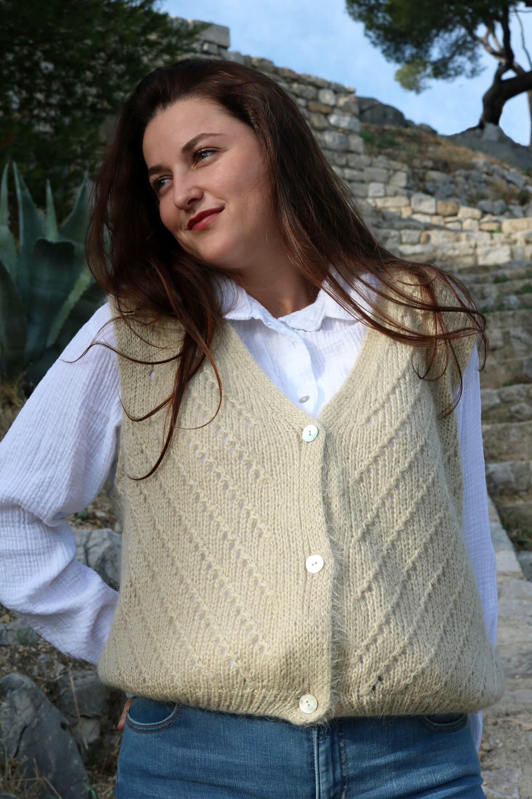 Gilet sans manche beige - Teteio