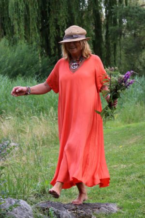 Robe longue fluide orange - Arava