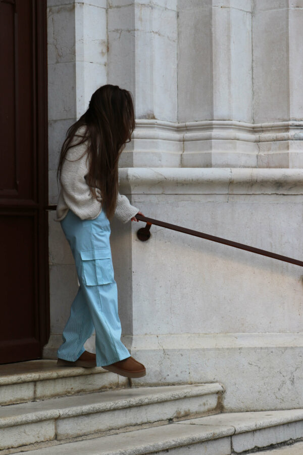 Pantalon cargo femme à rayures vert - Fenua