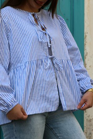 Blouse noeuds sur l'avant à rayures bleu - Anapa