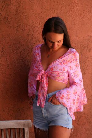 Top à motifs coloré en soie - Metahi