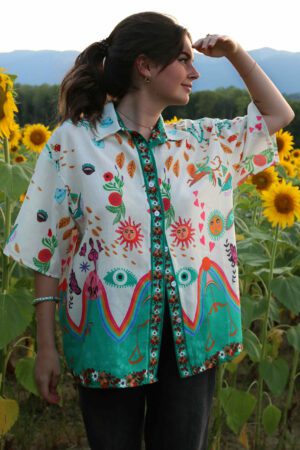 Chemise colorée à motifs verte - Nuihau