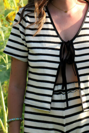 Ensemble en maille top et short noir et beige - Kahaia