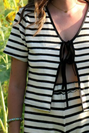 Ensemble en maille top et short noir et beige - Kahaia