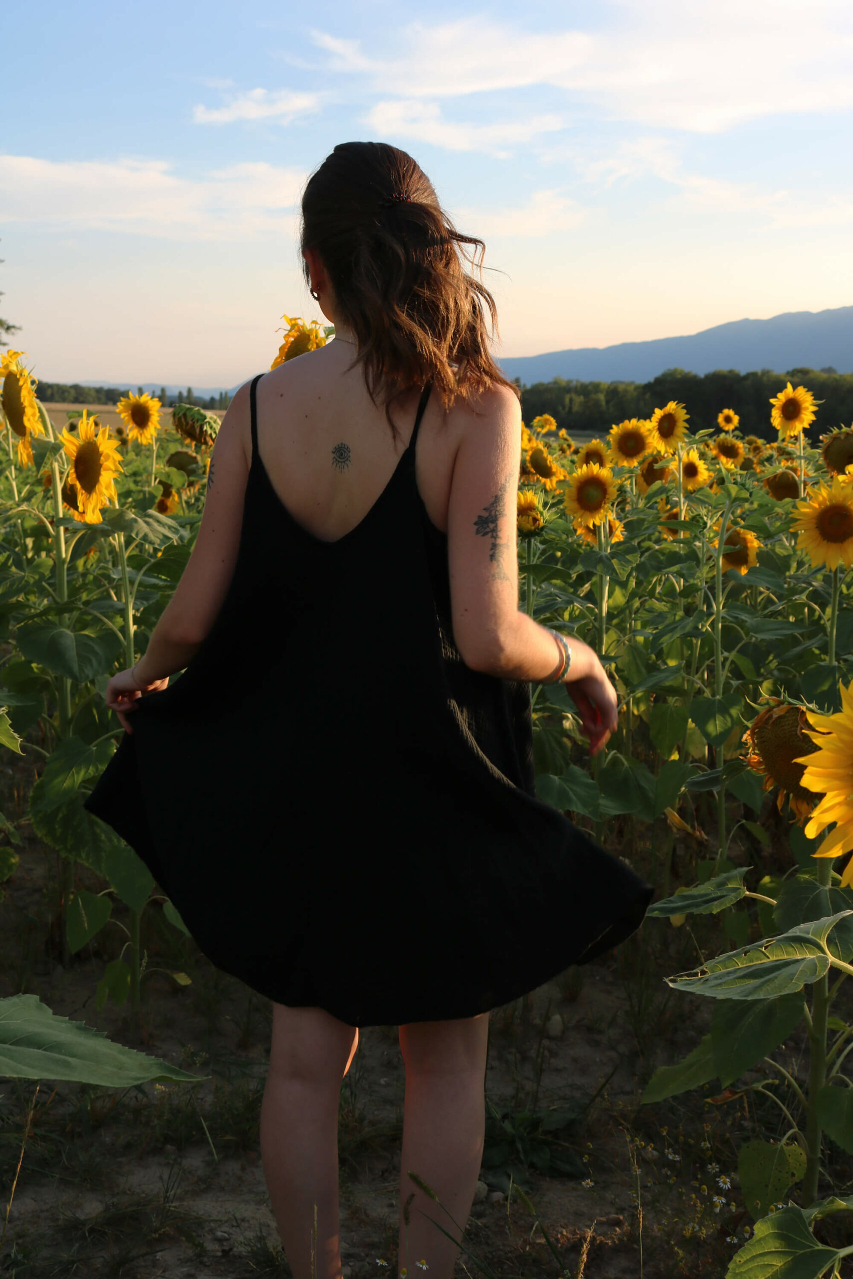 Robe noir en gaze de coton - Raiteva