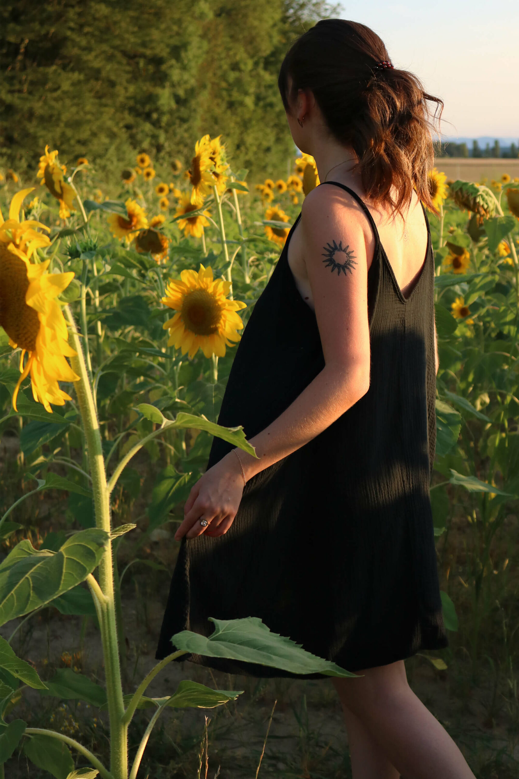 Robe noir en gaze de coton - Raiteva