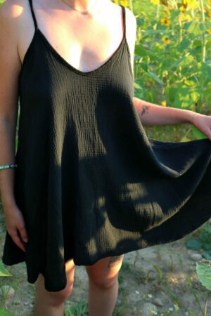 Robe noir en gaze de coton - Raiteva