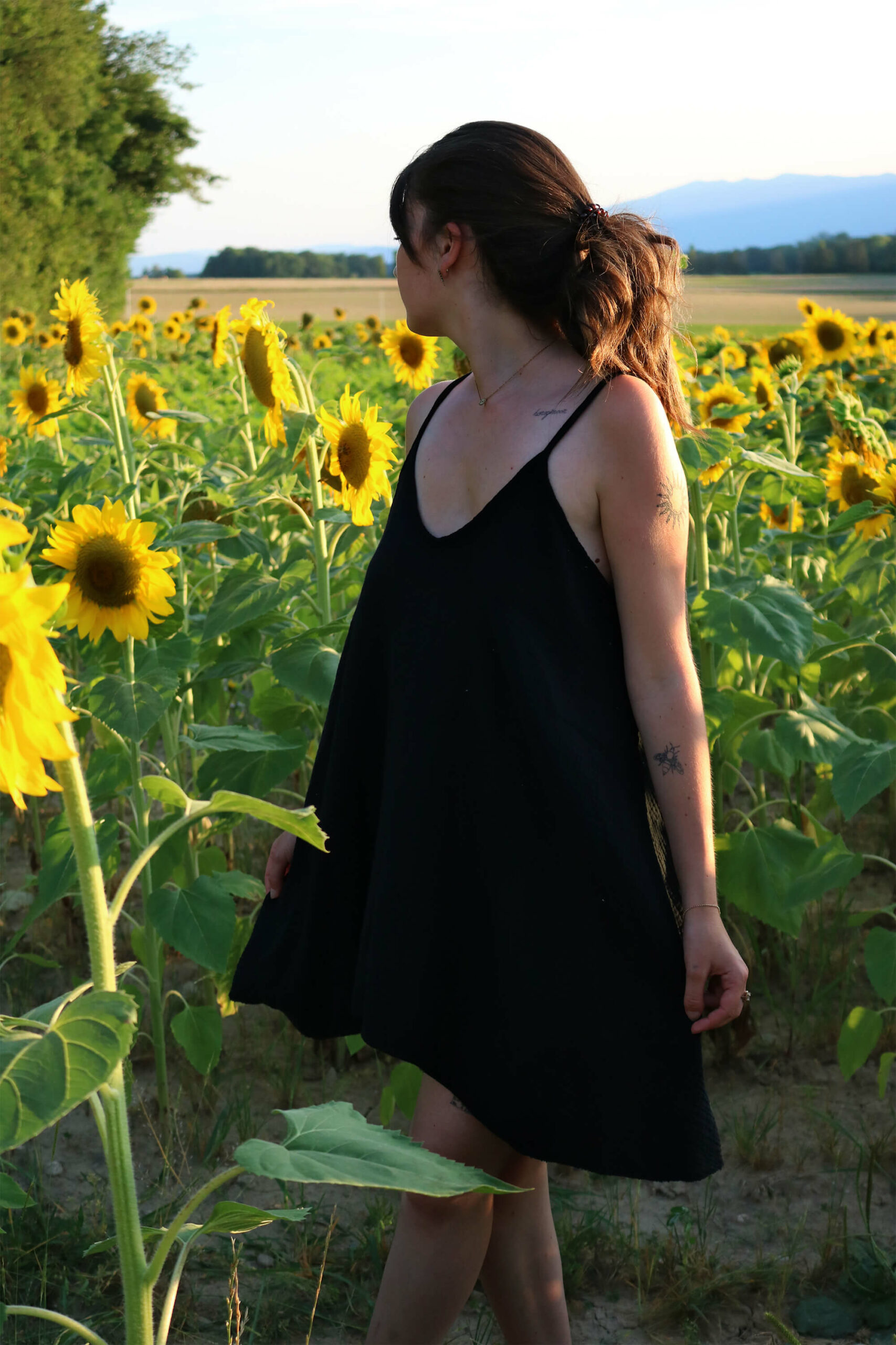 Robe noir en gaze de coton - Raiteva