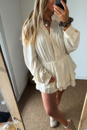 Combishort gaze de coton beige - Mana