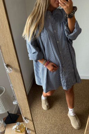 Robe chemise Vichy bleu et blanche - Rima