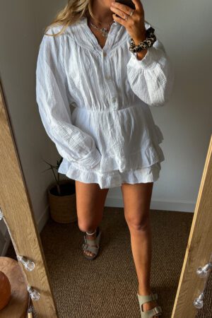 Combishort gaze de coton blanche - Mana