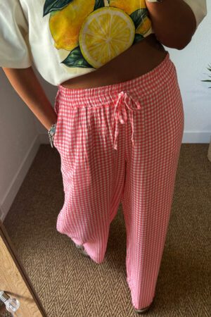 Pantalon à carreaux corail - Turu
