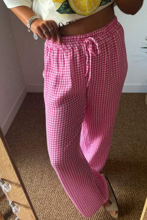 Pantalon à carreaux rose fushia - Turu