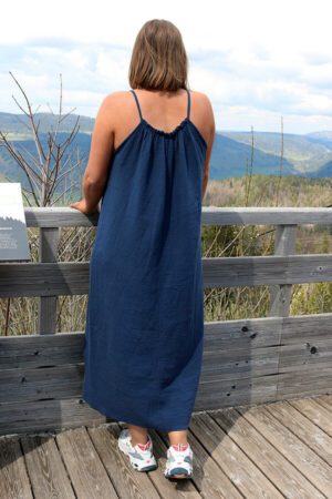 Robe légère en gaze de coton bleu marine - Noanoa
