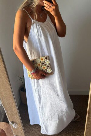 Robe longue gaze de coton blanche - Noanoa