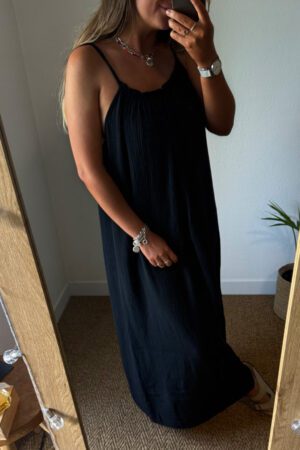 Robe légère en gaze de coton noir - Noanoa