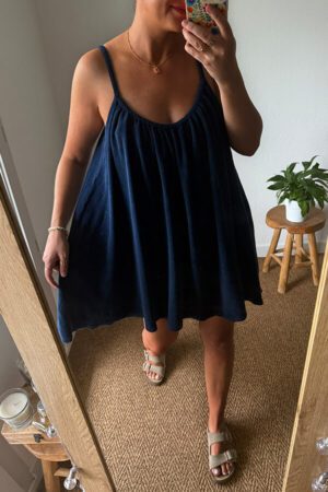 Robe courte matière éponge bleu marine - Pahi