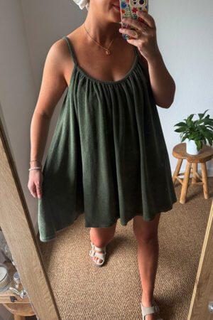 Robe courte matière éponge kaki - Pahi