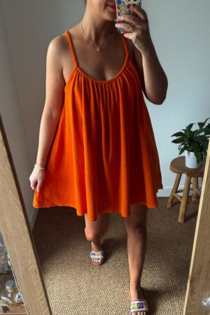 Robe courte matière éponge orange - Pahi