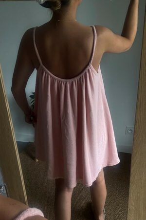Robe courte matière éponge rose pâle - Pahi
