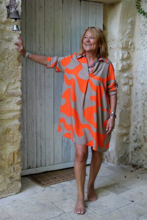Robe fluide colorée orange et marron - Anuanua