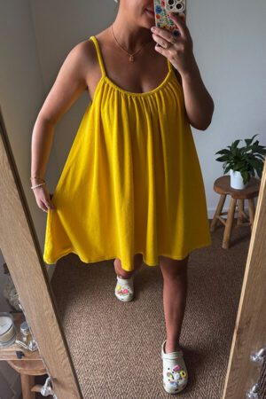 Robe courte matière éponge jaune - Pahi