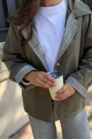 Veste "trench" court kaki - Fetia